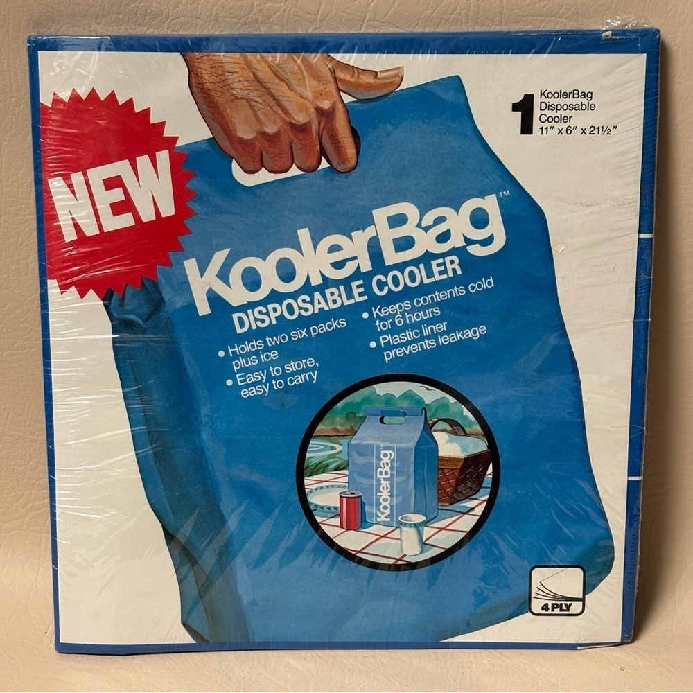 Vintage KoolerBag Disposable
Cooler New Sealed
Unopened 11" x 6" x 21.5"